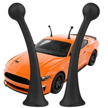 Imagem de 1 par de decalques de teto de carro tentáculos de caracol 3D adesivos de antena alienígena legal para decoração externa de carro - preto