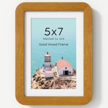 Imagem de Acovy Porta-retrato 12 x 18 cm, moldura de madeira teca maciça com tapete para 10 x 15 cm, molduras de parede e mesa com acrílico e ferragens para pendurar, 1 pacote