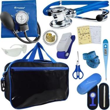 Imagem de Kit Bolsa Cores Aparelho de Pressao Esfigmomanometro Estetoscópio Inco