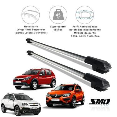 Imagem de Rack Travessa de Teto Prata Aluminio Renault Sandero Stepway e Gm Capt