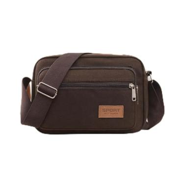 Imagem de Mochila tiracolo masculina portátil para viagem, caminhada, mochila, Marrom, Medium