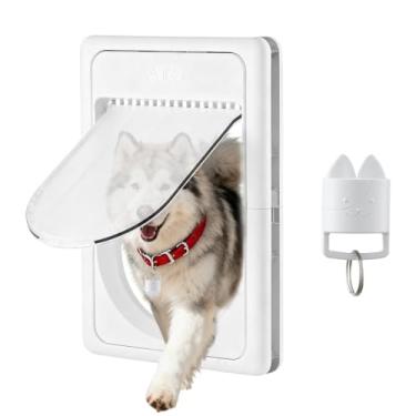 Imagem de AJKJ Porta eletrônica inteligente para animais de estimação, porta automática para cães com 3 modos, sensor eletrônico alimentado por bateria, porta para animais de estimação com 1 chave de detecção