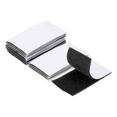 Imagem de Generic 12 conjuntos de tiras de gancho e laço com adesivo 5 x 10 cm fita dupla face gancho e laço de nylon autoadesivo para carro de escritório em casa, preto
