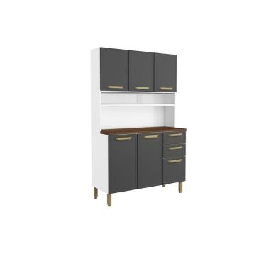 Imagem de Kit De Cozinha Compacta Bella C- 6 Portas E 2 Gavetas 120cm Grafite - Bertolini