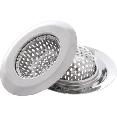 Imagem de Pacote com 2 coadores de ralo de banheira, 7 cm, capa coletora de ralo de cabelo de chuveiro de banheira de aço inoxidável, cesta de filtro de filtro para pia de banheiro, lavatório