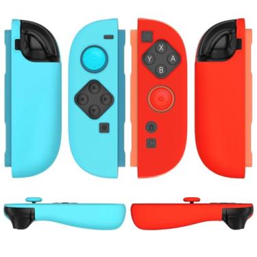 Imagem de TNP 2 Capa para JoyCon para Nintendo Switch 2 2025 - Capa protetora de silicone com tampas de aperto de polegar - Capa macia para controle Switch 2 Joy Con (vermelho + azul claro)