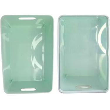 Imagem de Caixa Organizadora Multiuso 12,3L Empilhável com Tampa Transparente – Grande, Resistente e Ideal para Roupas, Brinquedos e Utensílios(2 Caixas 12,3 L Verde)