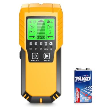 Imagem de Detector de scanner de parede – localizador eletrônico 5 em 1 de parede de madeira e metal localizador de feixes centrais de borda, sensor de pino com visor LCD para tubo de fio AC ao vivo, pinos de