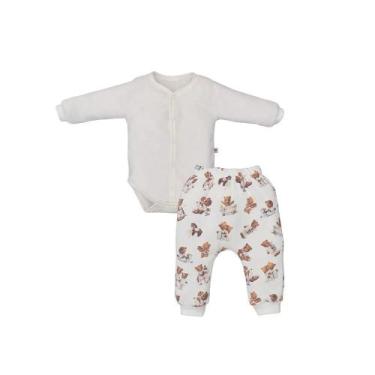 Imagem de Conjunto Bebê Longo Body E Calça Branco Estampado Upi Uli, RN