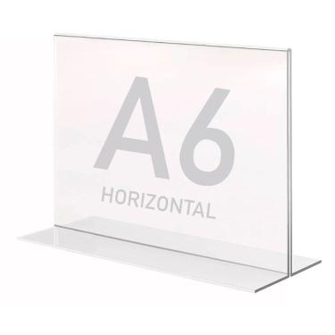 Imagem de Display Expositor T A6 10x15cm Horizontal Acrílico Ps Balcão