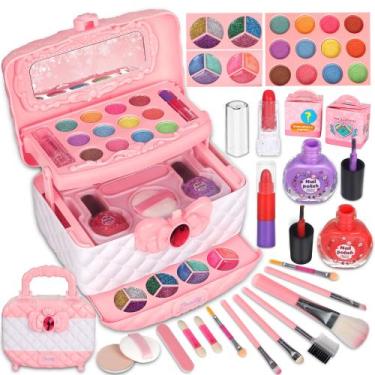 Imagem de Kit de maquiagem AOXTOY Kids para meninas de 3 a 12 anos com 46 peças 