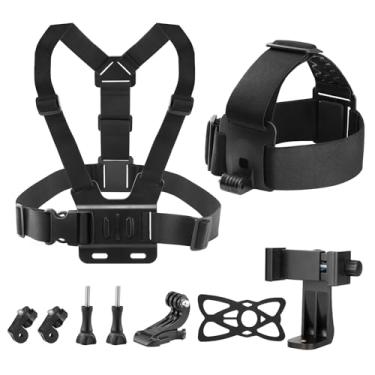 Imagem de GeeKam Kit de clipe para celular com alça de cabeça de peitoral para POV, VLOG, compatível com iPhone, Samaung, GoPro Hero, Insta360, AKASO, DJI Osmo, SJCAM e outras câmeras de ação
