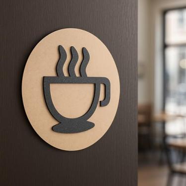 Imagem de Placas Decorativas de Sinalização Café Unissex Masculino Feminino Acessibilidade Redondo em MDF(Cozinha)