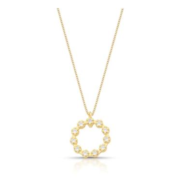 Imagem de Guymy Semijoias Gargantilha Floral Folheada a Ouro 18k, Zircônias Cúbicas, 45cm, Aro 1.8cm, Liga de Latão, Design Sofisticado