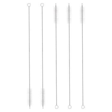 Imagem de HARFINGTON Conjunto de escovas de limpeza de palha, aço inoxidável 304 de comprimento 304 e cerdas de nylon para garrafa de água, tubos de copo de canudo de silicone, branco (15 mm OD, conjunto de 5
