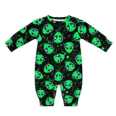 Imagem de Macacão AuHomea Green Alien Head Newborn Baby 6-9M de algodão