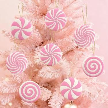 Imagem de 4 peças de enfeites de Natal, pirulito rosa, sortidos, espirais para decoração de interiores, lembrancinhas de festa, casa de inverno e artesanato festivo de Natal