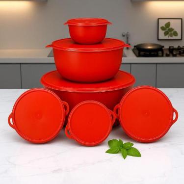 Imagem de Kit 6 Potes Plastico Redondos Bowl Livre BPA Cozinha Armazenar Aliment