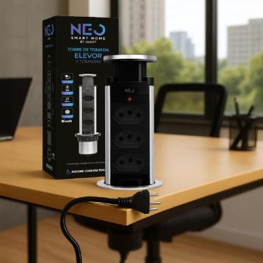 Imagem de Torre 3 Tomadas ou 1 Tomada USB Tipo C Embutir Retrátil Elevor Para Ba