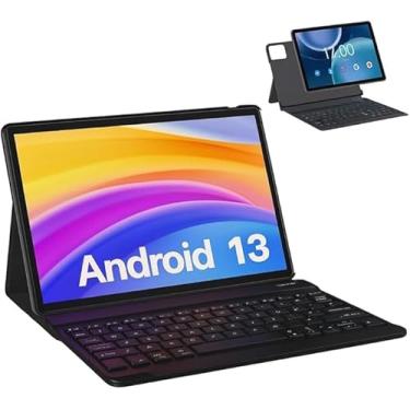 Imagem de Tablet E1035 10.1" Tela IPS 128GB/ 6GB RAM Bateria 6000mAh, Android 14, Octa Core, Dual Chip com Capa e Teclado para Estudos e Trabalho