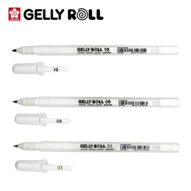 Imagem de Caneta Gel Branca Gelly Roll kit c/ 3 Pontas Sakura