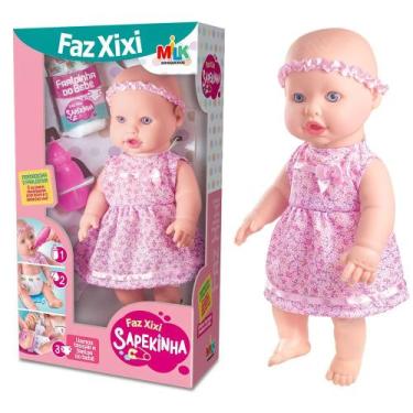 Imagem de Boneca Bebezão Faz Xixi De Verdade, C/ Fralda E Mamadeira - Milk Brinq