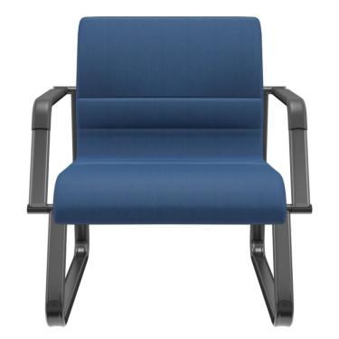 Imagem de Cadeira De Escritório Recepção Com Braço Fixa Preta Lev P03 Crepe Azul - Lyam Decor