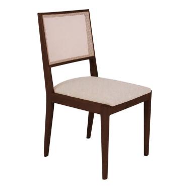 Imagem de Conjunto Com 2 Cadeiras De Jantar Estofada Suellen Em Madeira E Mdf Castanho Linho Bege