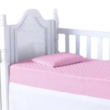 Imagem de Capa Protetora de Colchão para Berço, Impermeável, Antimicrobiana, 130x70x20cm, com Elástico, Saia Ajustável, Lavável em Máquina (Rosa)