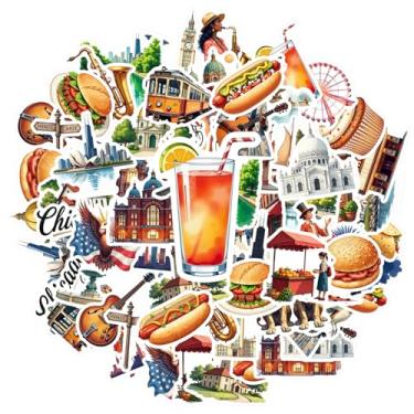 Imagem de 50 peças adesivos de viagem paisagem urbana natureza comida adesivos de viagem adesivos vintage para mala geladeira telefone bagagem laptop guitarra carro adesivos brinquedos laptop motocicleta
