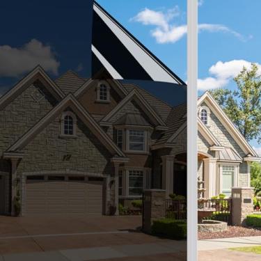 Imagem de Ohmywor Película de película de janela unidirecional película de privacidade transparente não em película de janela reflexiva autoadesiva película espelhada para janelas de vidro bloqueio solar controle de calor preto, 39,88 x 199,88 cm