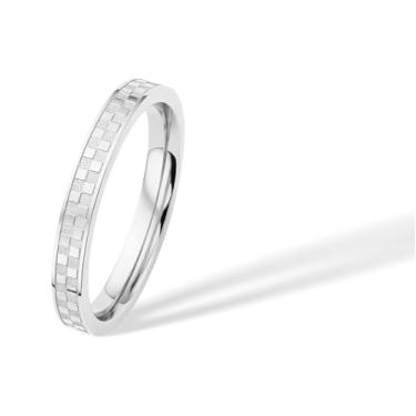 Imagem de munone Anel quadriculado de 2 mm, banhado a ouro 14 K, anéis quadriculados empilháveis de titânio não mancham aliança confortável para mulheres e homens, 4, Metal, Sem pedra preciosa