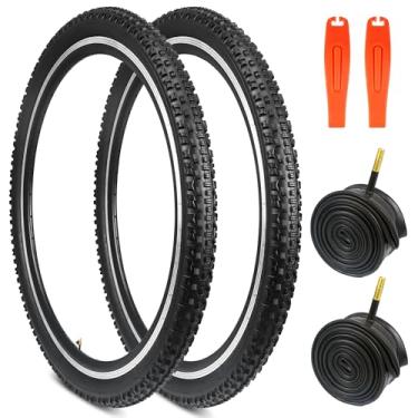 Imagem de 2 peças/conjunto de pneus MTB 26 x 2,1/27,5 x 2,1 / 29 x 2,1 polegadas - pneus de bicicleta todo-o-terreno para montanhas, trilhas e viagens urbanas (2 pneus + 2 tubos + 2 alavancas de pneu, 73 x 5 cm