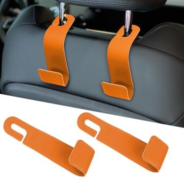 Imagem de Hovom 2 peças de ganchos de encosto de cabeça para assento de carro, gancho de bolsa de couro para carros, gancho de suporte para bolsa de compras, bolsa de mão, guarda-chuva, organizador de