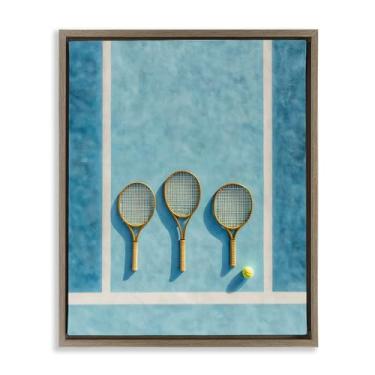 Imagem de Stupell Industries Arte de parede em tela flutuante com moldura marrom trio raquete de tênis, design por Franklyn Gregory, 78 x 63 cm