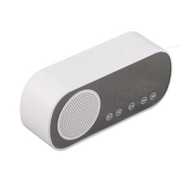 Imagem de Despertador Digital Hifi Rádio Fm Recarregável 5.0 Alto-falante Espelho Relógio Reprodução Alto-falante para Leitura Viagem Branco