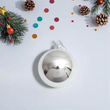 Imagem de Generic 1 peça de bolas de Natal ornamentos de bola de Natal com laço de plástico prateado brilhante 8 cm