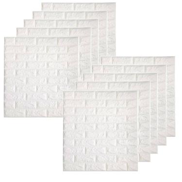 Imagem de Placa Adesiva 3D Tijolinho Marmorizado Kit 10 uni Autocolante Papel de Parede Reforma Obra Reparo Decoraçao Quarto Sala