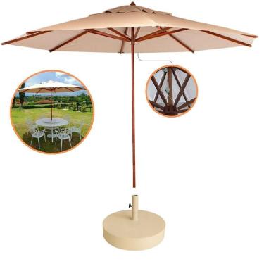 Imagem de Guarda Sol Ombrelone 3,00m + Base 40kg Para Praia Piscina Jardim Bege Escuro