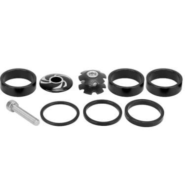 Imagem de Chiffonade Kit espaçadores de fone de ouvido de bicicleta, espaçadores de haste de guidão de liga de alumínio para bicicletas de montanha e estrada, inclui 6 espaçadores, girassol de aço e tampa