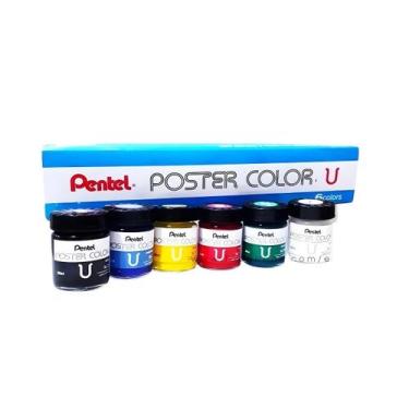Imagem de Kit Tinta Guache Poster Color C/6 Cores Pentel Profissional