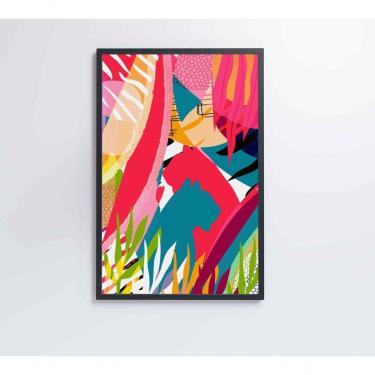 Imagem de Quadro Pintura Aquarela Tropical 3 60x40 Cm Adesivo