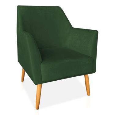 Imagem de Poltrona Decorativa Julia Veludo Pés Palito Castanho Verde