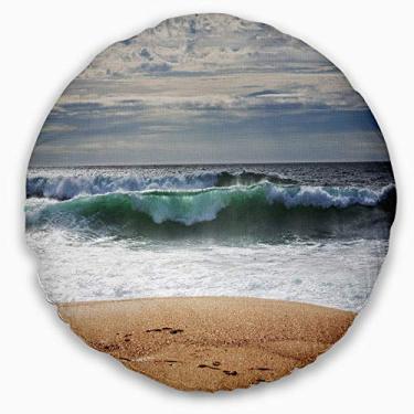 Imagem de Designart ondas grandes e céu azul costa redonda sala de estar, sofá, almofada de alta qualidade + capa de almofada impressa em ambos os lados 50 cm