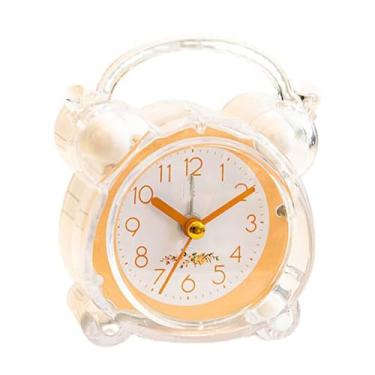 Imagem de Sunicon Despertador alto para pessoas com sono pesado, ABS Twin Bell analógico infantil relógio de quartzo silencioso sem tique-taque para quartos cabeceira (laranja)