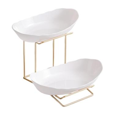 Imagem de Fxzqgnh Fruteira para de Cozinha, Tigela para Servir com Suporte de Metal, Cesta de Frutas de Vários Andares para Doces, Nozes E Veg, Prateleira Dourada de 2 Níveis, Tamanho real