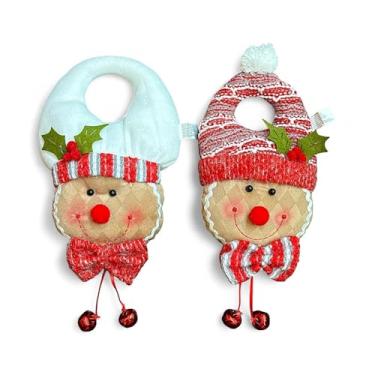 Imagem de Cabides de pelúcia para porta de gengibre para fazer barulho, tecido macio, decoração de Natal, enfeite de férias de inverno (S/2 ganchos de maçanetas de gengibre)