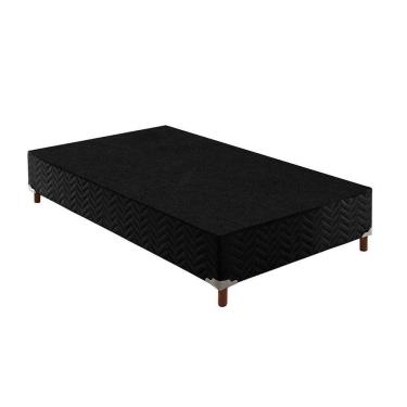 Imagem de Cama Box Base Universal Solteiro Sommier Rústico Bordado Black (88x188x30) - Paropas