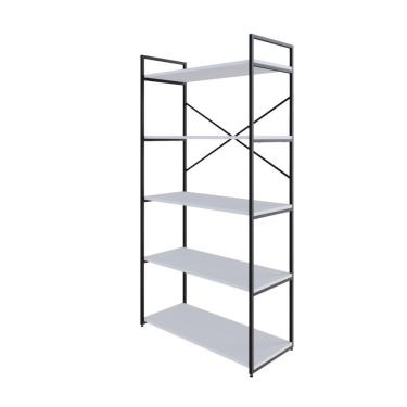 Imagem de Estante C/05 Prateleiras 152x80x33cm Yon Branco Tx/est.preta Branco Tx/est.preta