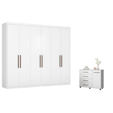 Imagem de Conjunto Quarto Guarda Roupa E Comoda Caroline Branco